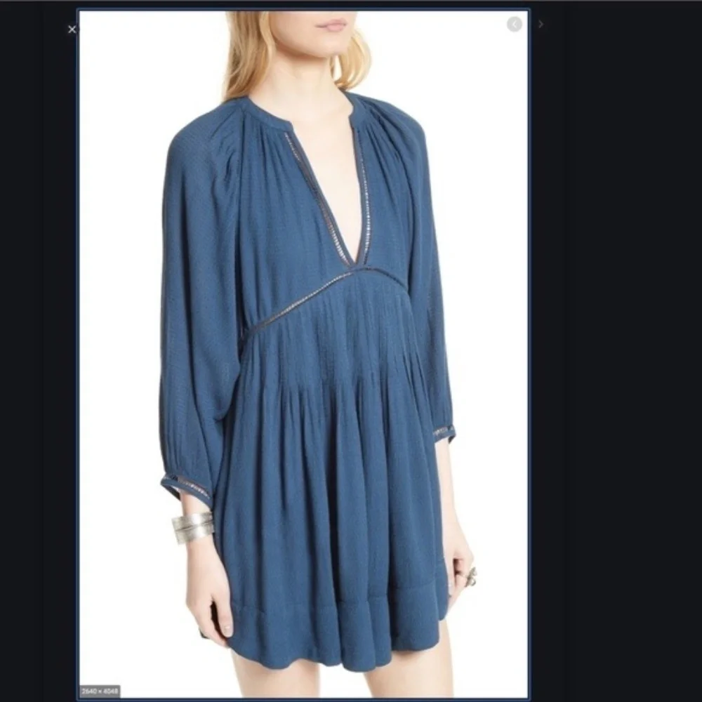 Free People Go Lightly Swing Blue Dress